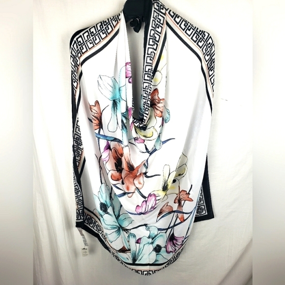 NWT Chico's Satin Floral White Multicolored Scarf - Picture 1 of 5